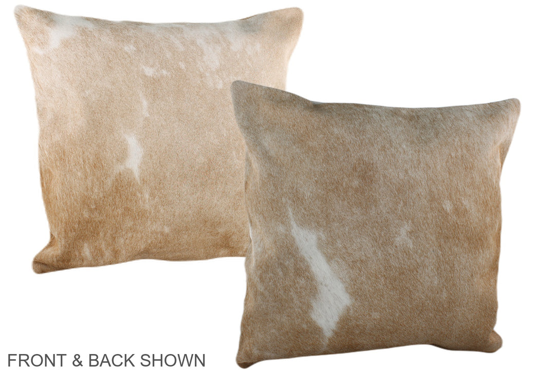 Beige and White 20"x20" Brazilian Cowhide Pillow #A37245 by Hudson Hid