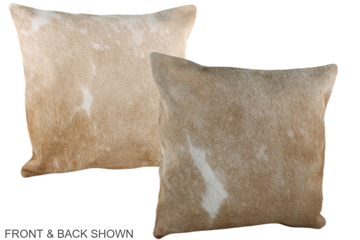 Beige and White 20"x20" Brazilian Cowhide Pillow #A37245 by Hudson Hides