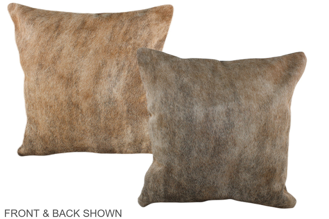 Grey with Beige 20"x20" Brazilian Cowhide Pillow #A37249 by Hudson Hid