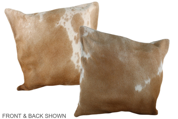 Beige and White 20"x20" Brazilian Cowhide Pillow #A37250 by Hudson Hides