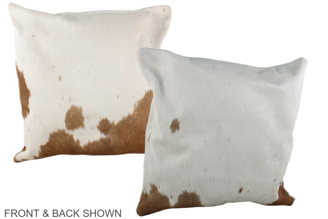 Beige and White 20"x20" Brazilian Cowhide Pillow #A37262 by Hudson Hid