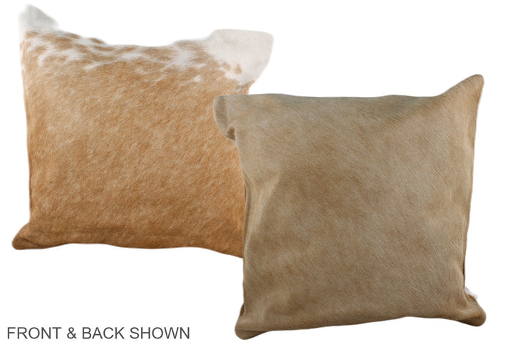 Beige and White 20"x20" Brazilian Cowhide Pillow #A37271 by Hudson Hides