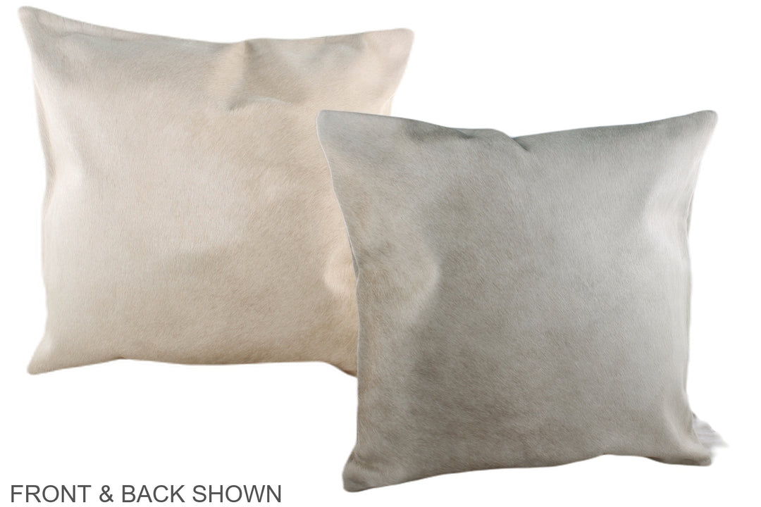 Ivory with Beige 20"x20" Brazilian Cowhide Pillow #A37272 by Hudson Hi