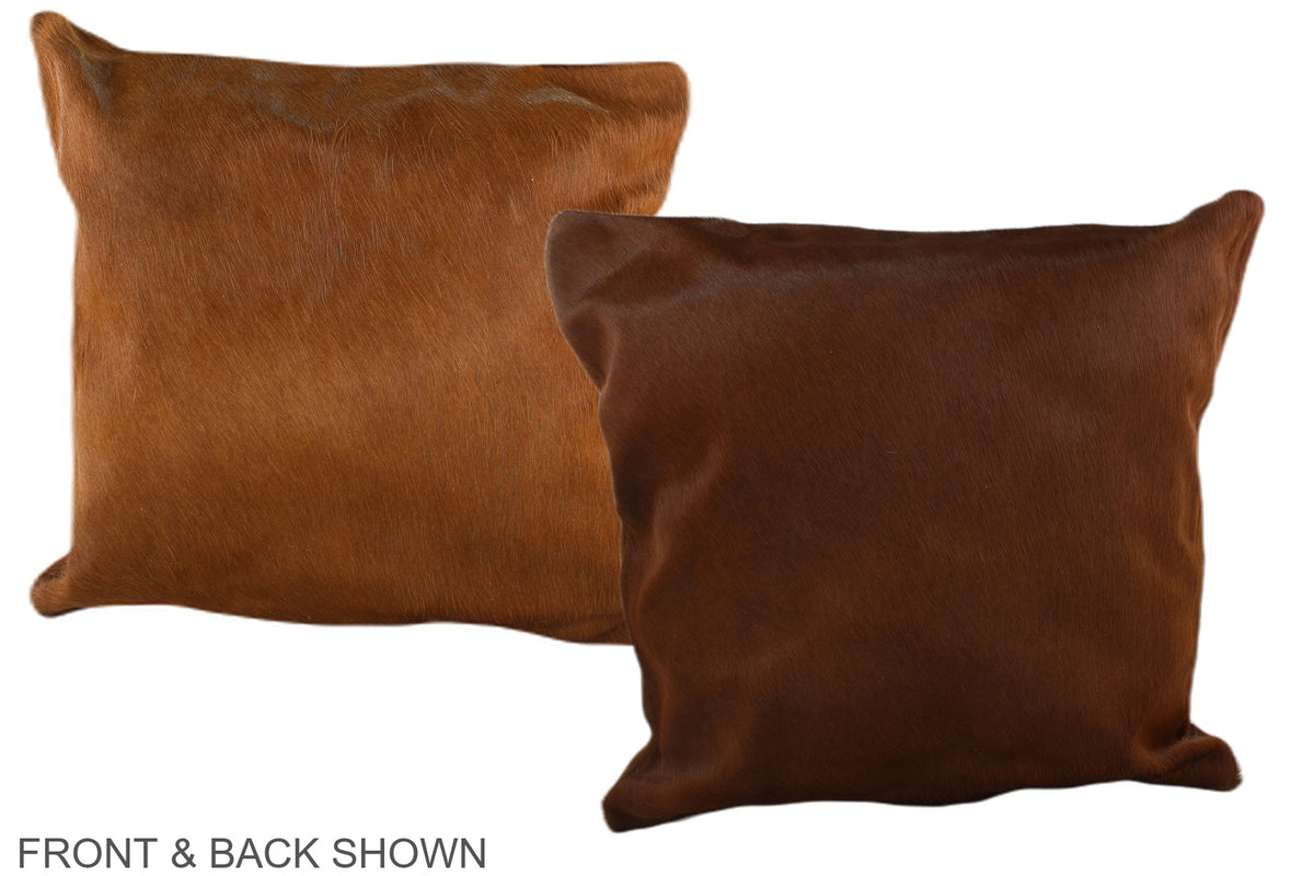 Solid Brown Cowhide Pillow #A37279