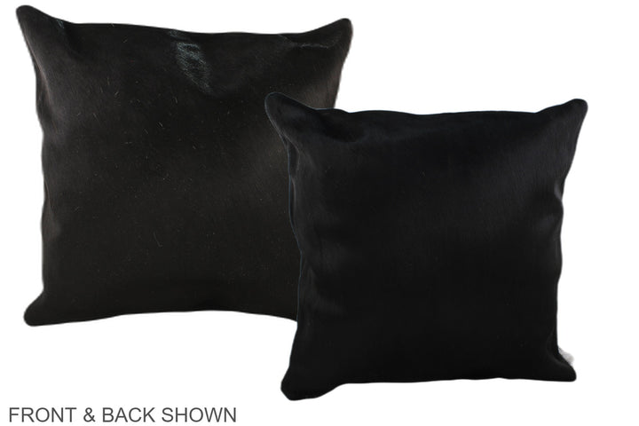 Solid Black 20"x20" Brazilian Cowhide Pillow #A37281 by Hudson Hides