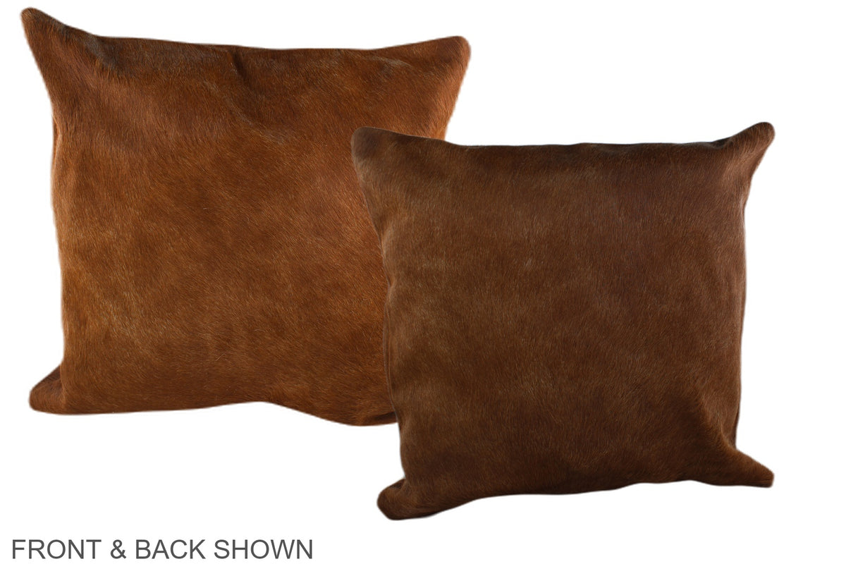 Solid Brown Cowhide Pillow #A37284