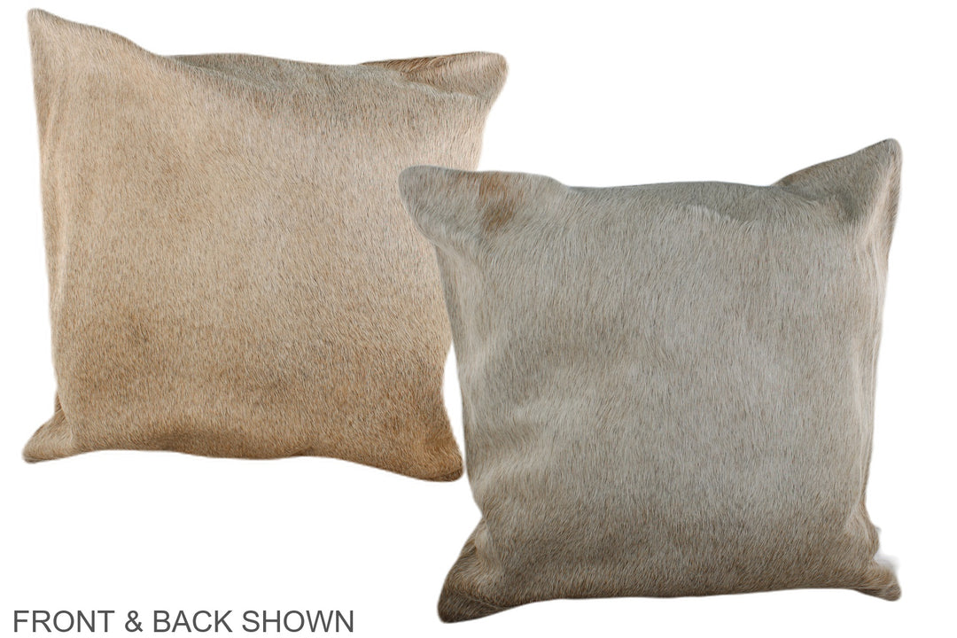 Grey with Beige 20"x20" Brazilian Cowhide Pillow #A37286 by Hudson Hid