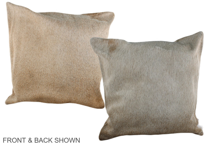 Grey with Beige 20"x20" Brazilian Cowhide Pillow #A37286 by Hudson Hides