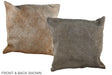 Grey with Beige 20"x20" Brazilian Cowhide Pillow #A37295 by Hudson Hides