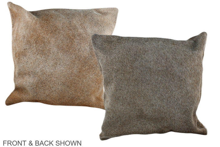 Grey with Beige 20"x20" Brazilian Cowhide Pillow #A37295 by Hudson Hides