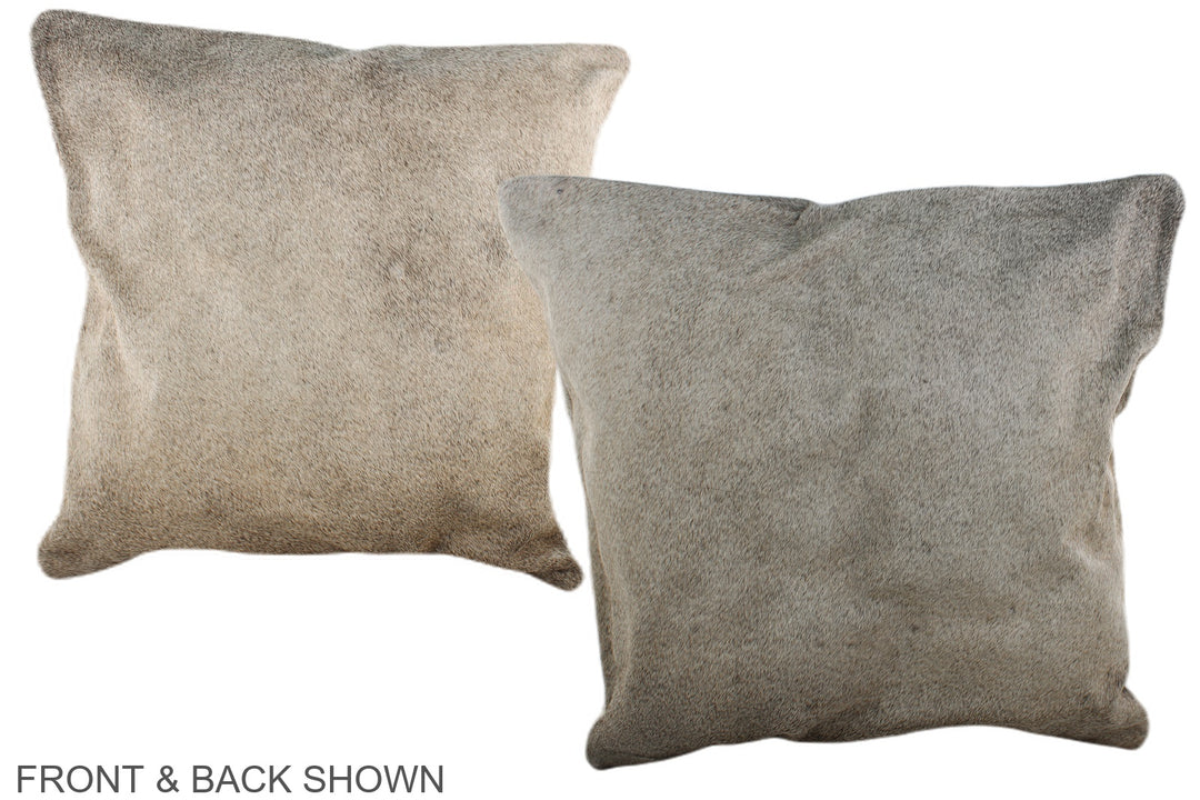 Grey with Beige 20"x20" Brazilian Cowhide Pillow #A37301 by Hudson Hid