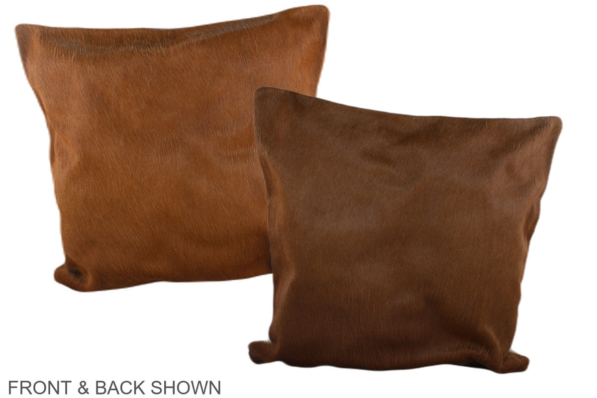 Solid Brown Cowhide Pillow #A37325