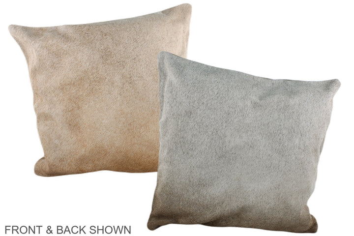 Grey with Beige 20"x20" Brazilian Cowhide Pillow #A37327 by Hudson Hides
