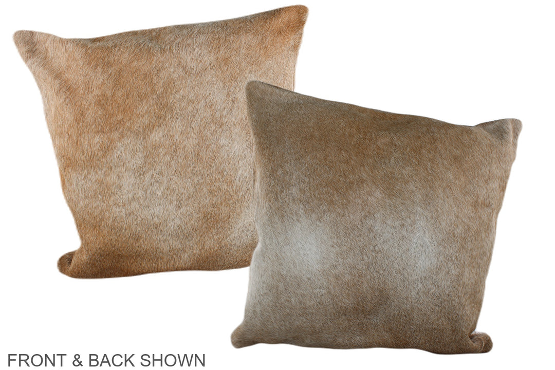 Grey with Beige 20"x20" Brazilian Cowhide Pillow #A37337 by Hudson Hid