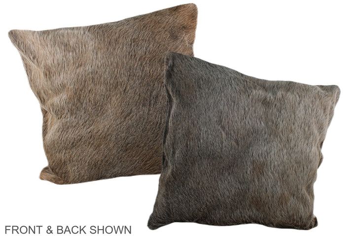 Grey with Beige 20"x20" Brazilian Cowhide Pillow #A37342 by Hudson Hides