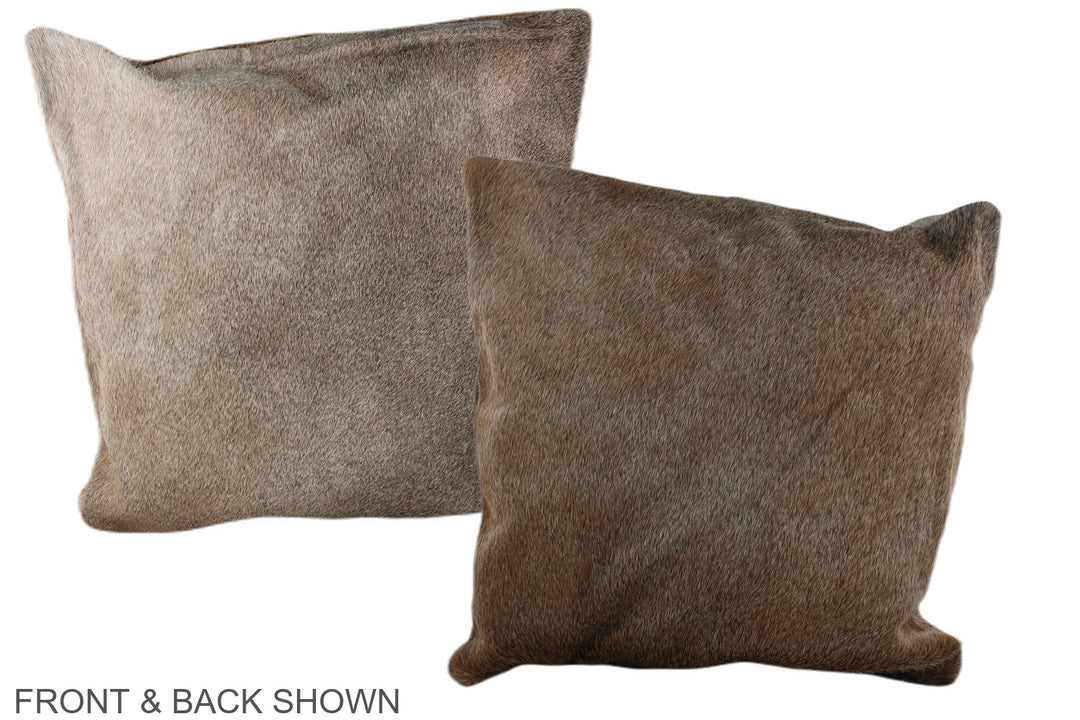 Grey with Beige 20"x20" Brazilian Cowhide Pillow #A37345 by Hudson Hid