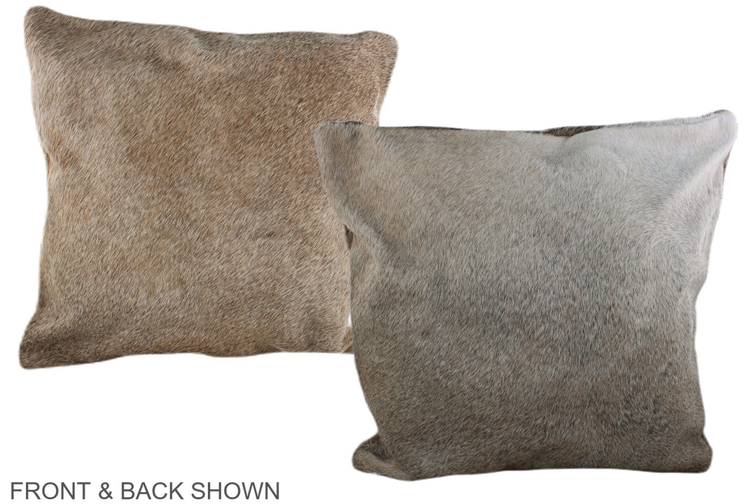 Grey with Beige 20"x20" Brazilian Cowhide Pillow #A37346 by Hudson Hid