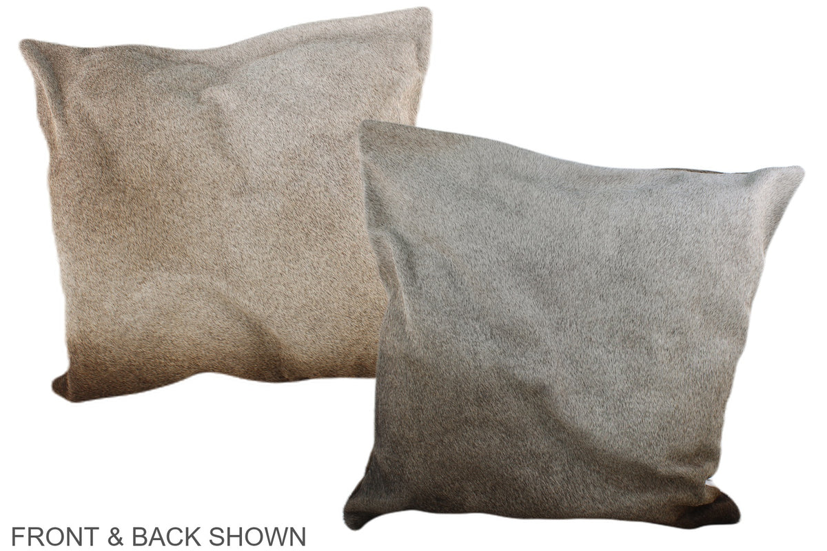 Grey with Beige Cowhide Pillow #A37350
