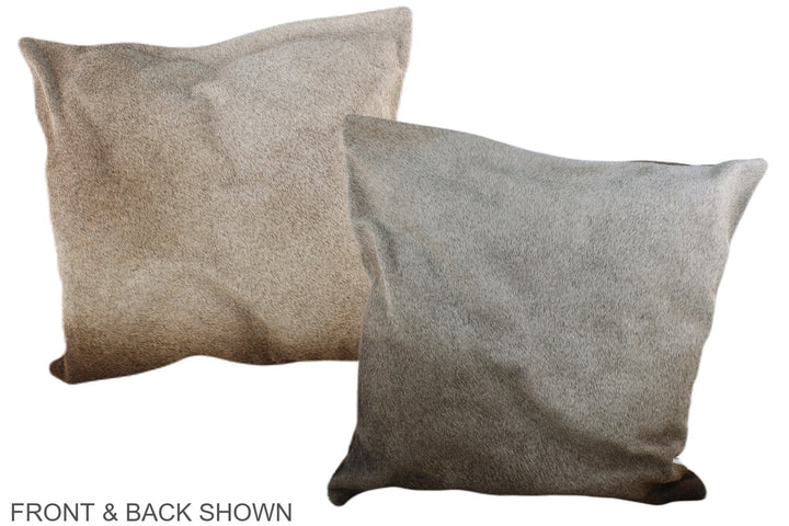 Grey with Beige 20"x20" Brazilian Cowhide Pillow #A37350 by Hudson Hides