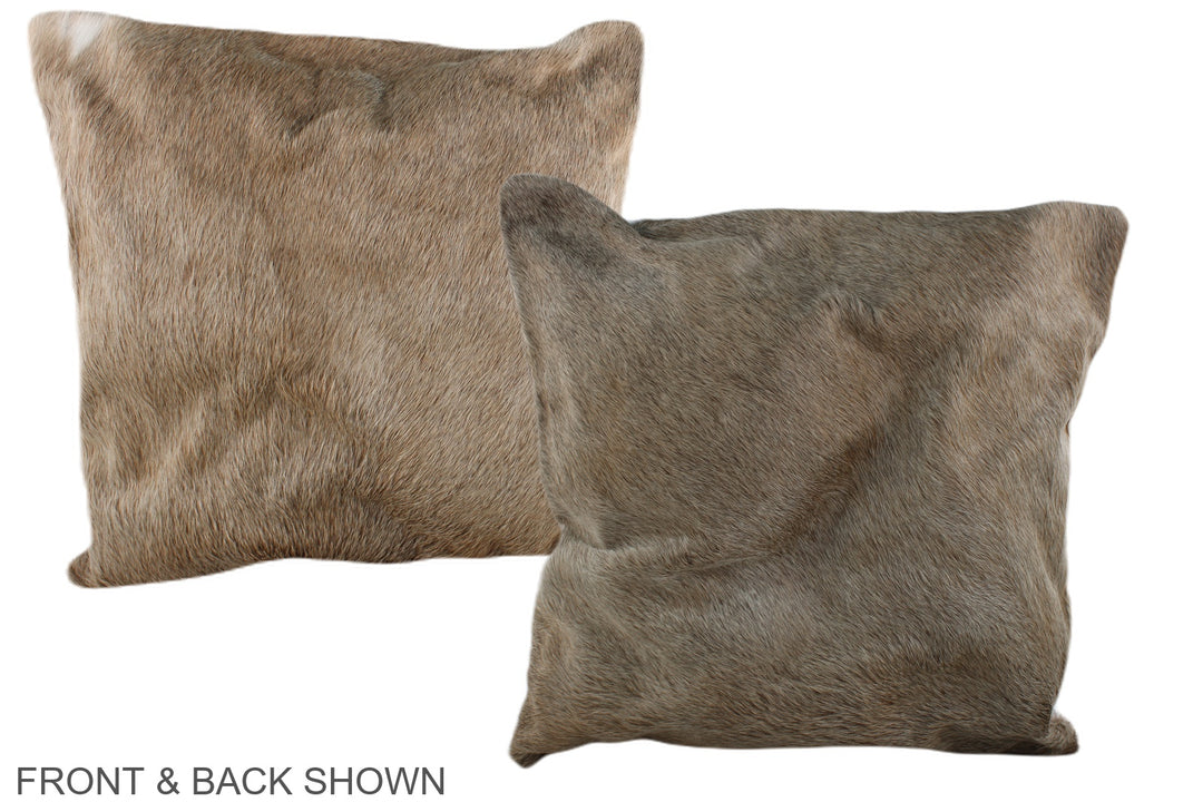 Grey with Beige 20"x20" Brazilian Cowhide Pillow #A37352 by Hudson Hid