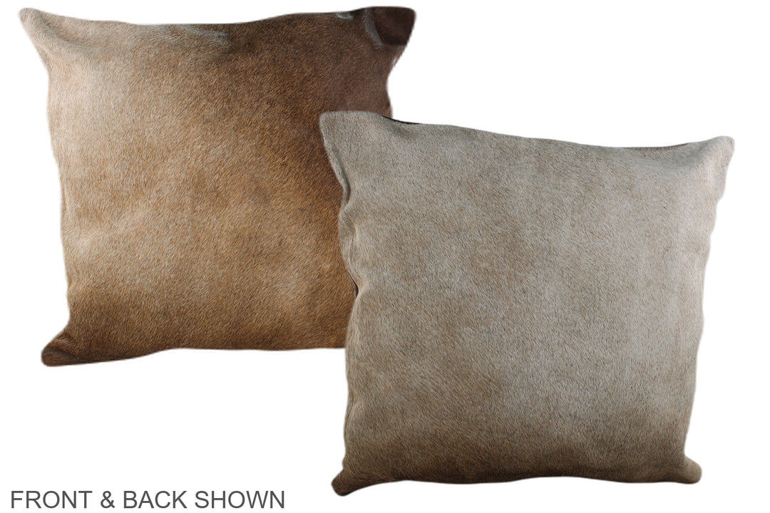 Grey with Beige 20"x20" Brazilian Cowhide Pillow #A37354 by Hudson Hid