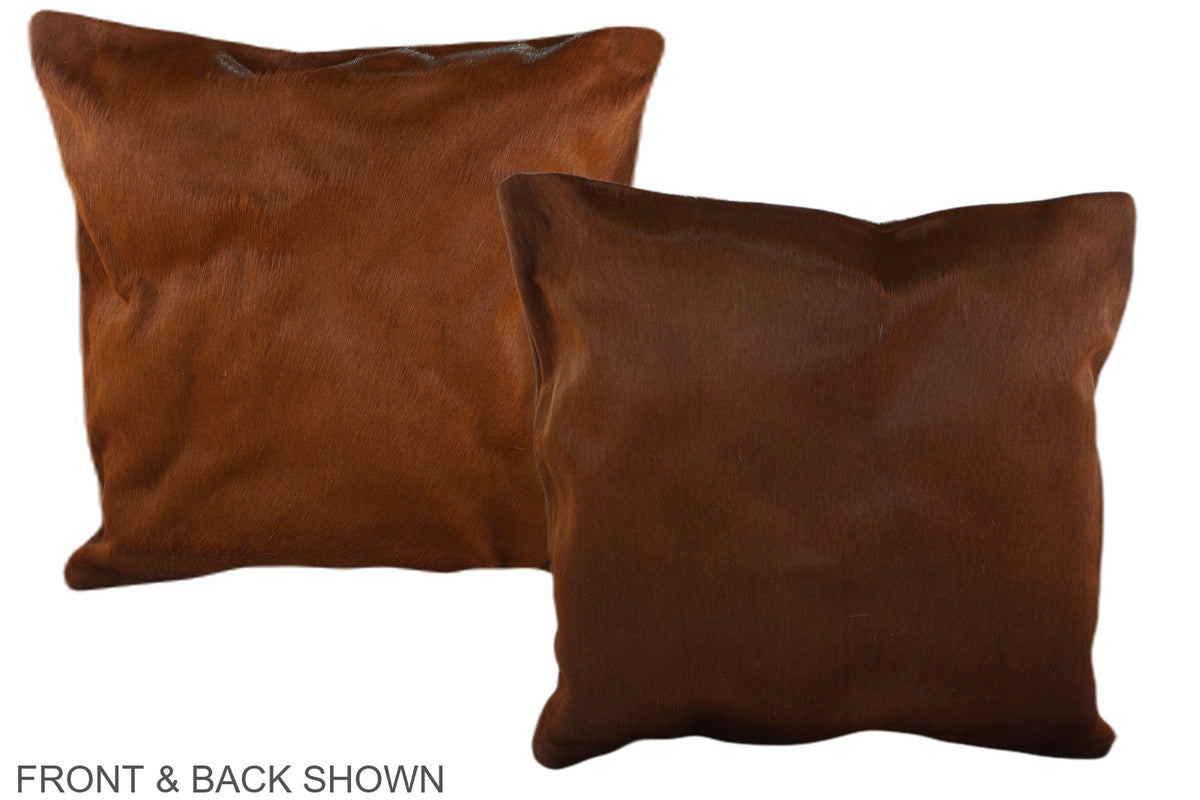 Solid Brown Cowhide Pillow #A37369