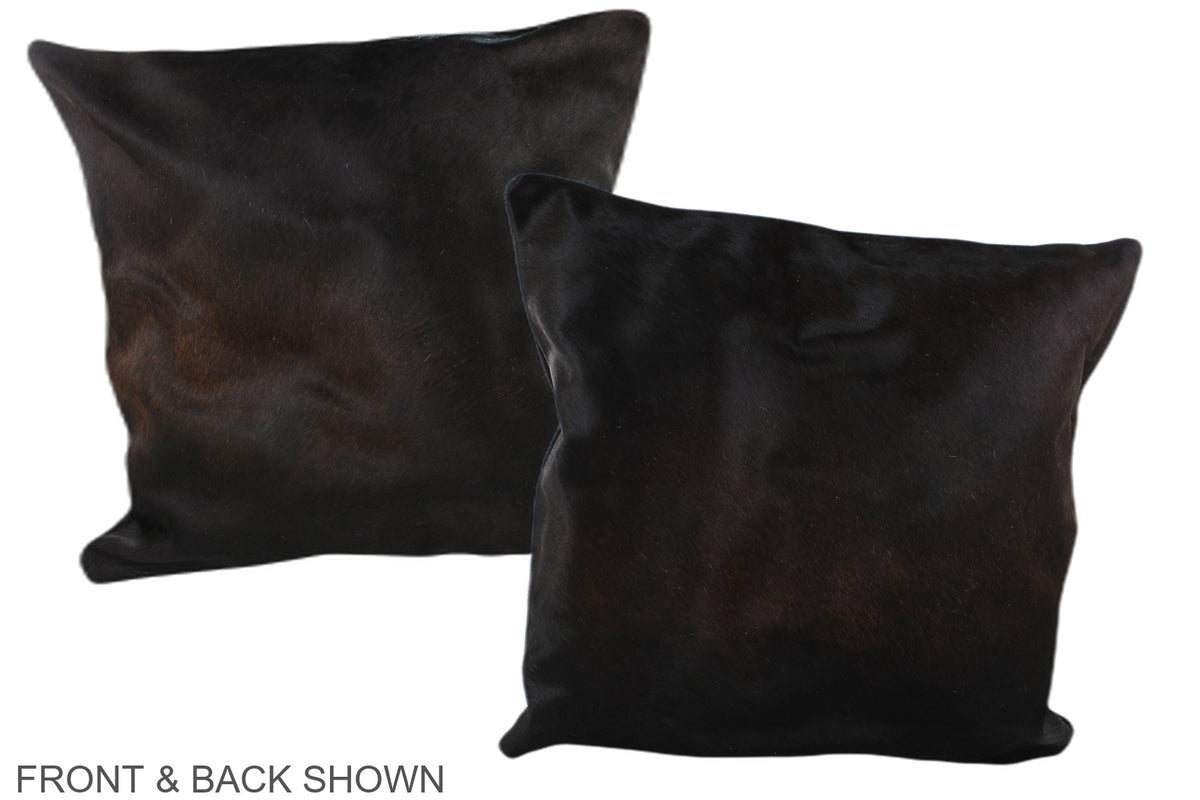 Solid Black Cowhide Pillow #A37386