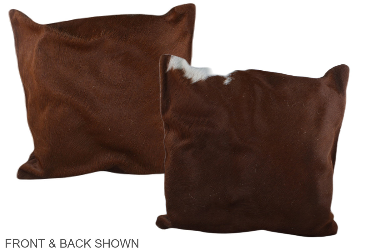 Solid Brown Cowhide Pillow #A37389