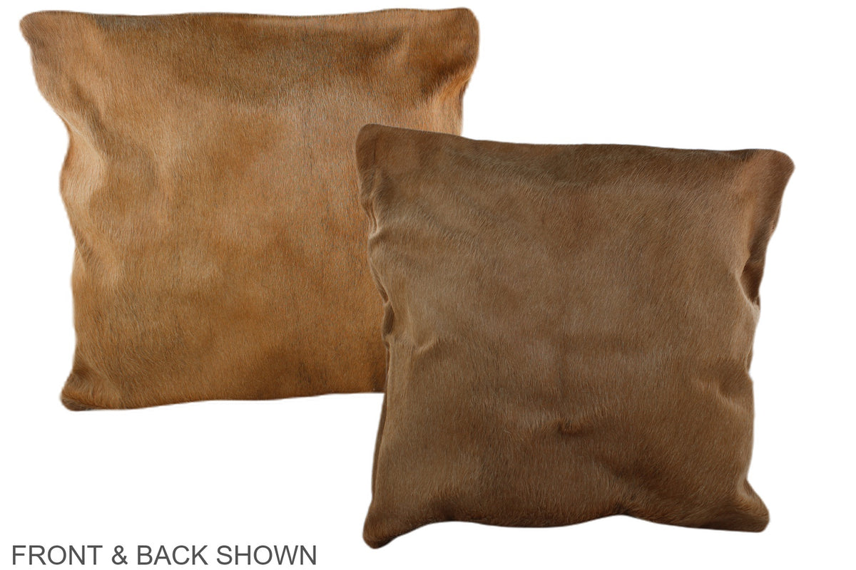 Solid Brown Cowhide Pillow #A37398