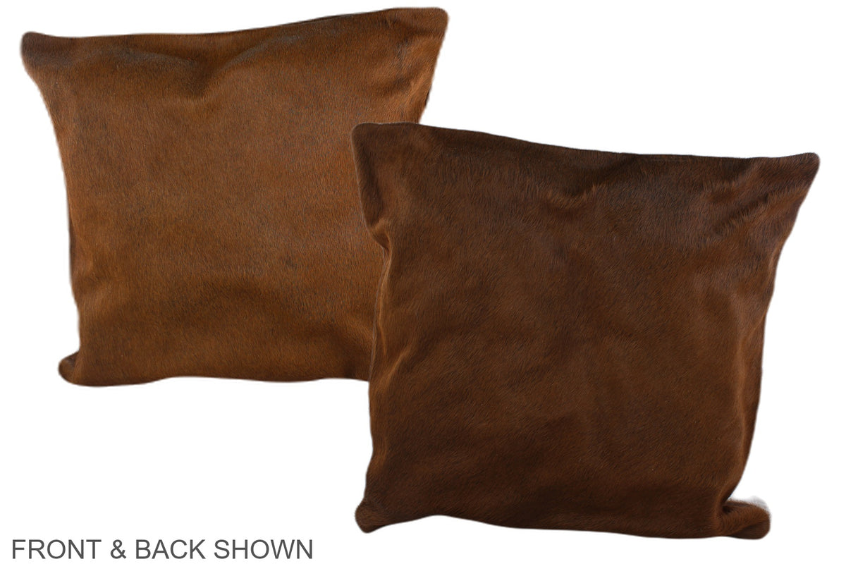 Solid Brown Cowhide Pillow #A37437