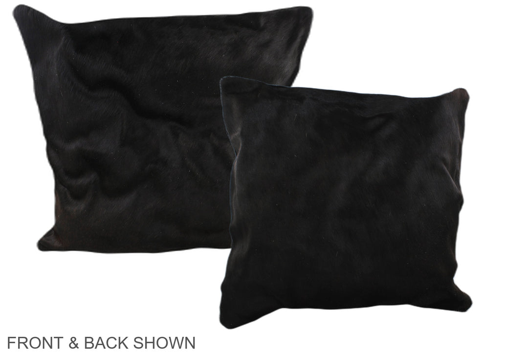 Solid Black 20"x20" Brazilian Cowhide Pillow #A37439 by Hudson Hides