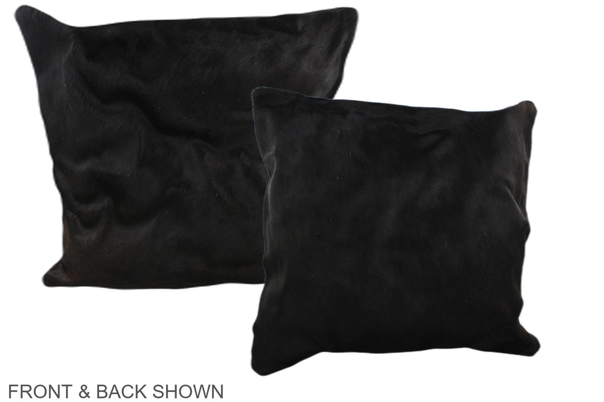 Solid Black Cowhide Pillow #A37439