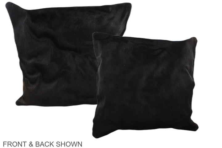 Solid Black 20"x20" Brazilian Cowhide Pillow #A37439 by Hudson Hides