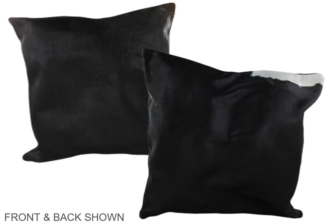 Solid Black 20"x20" Brazilian Cowhide Pillow #A37441 by Hudson Hides