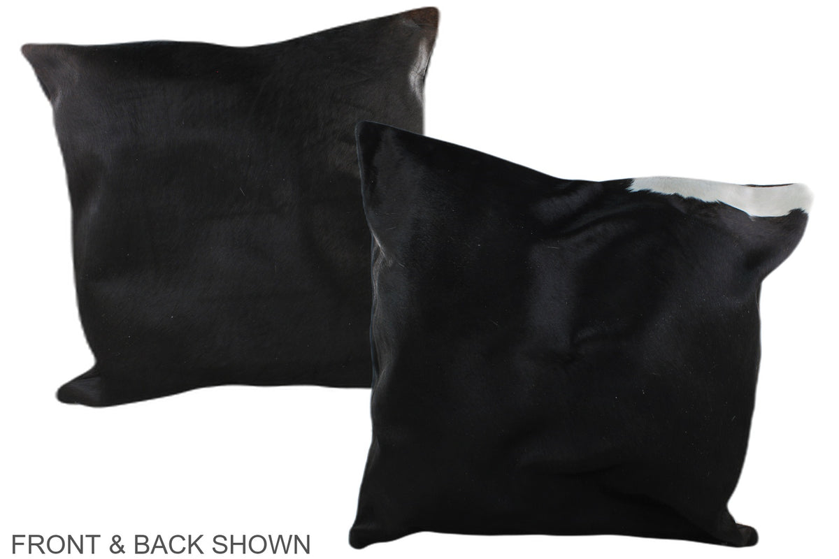 Solid Black Cowhide Pillow #A37441
