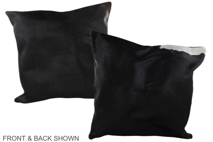 Solid Black 20"x20" Brazilian Cowhide Pillow #A37441 by Hudson Hides