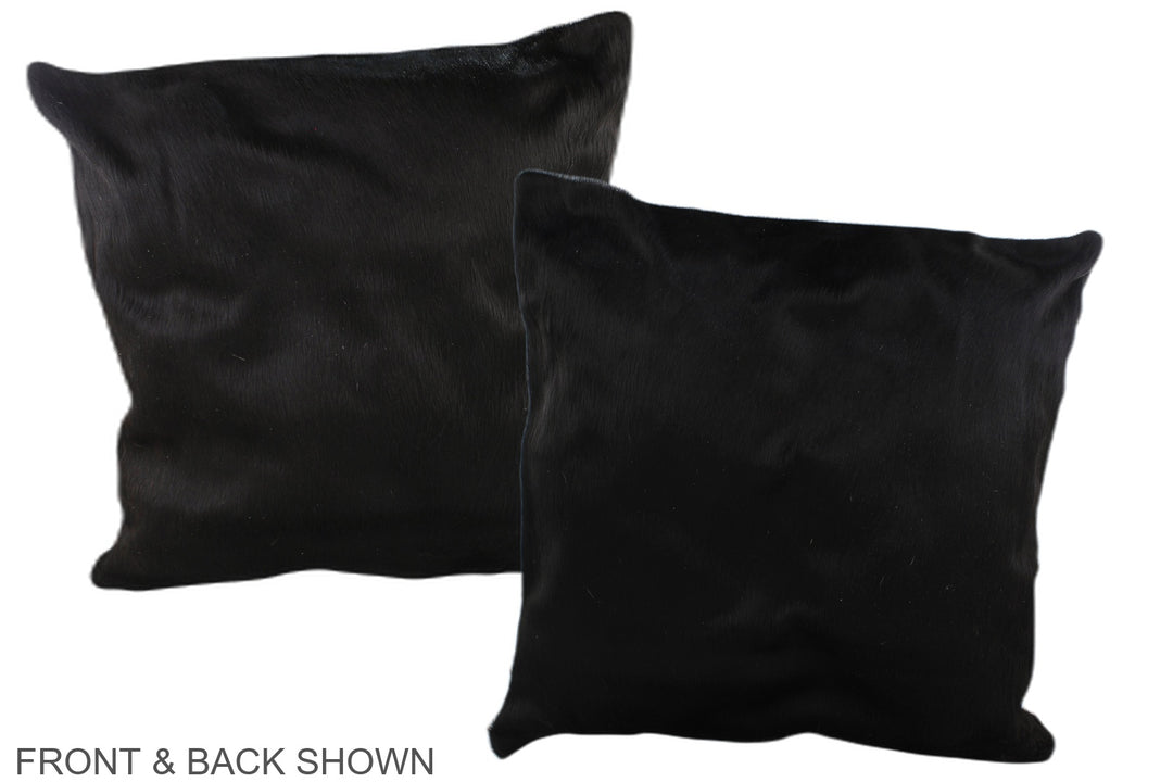 Solid Black 20"x20" Brazilian Cowhide Pillow #A37444 by Hudson Hides