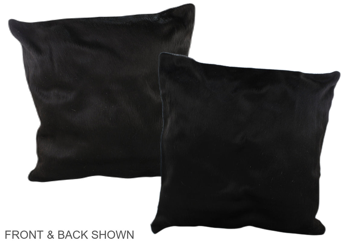 Solid Black Cowhide Pillow #A37444