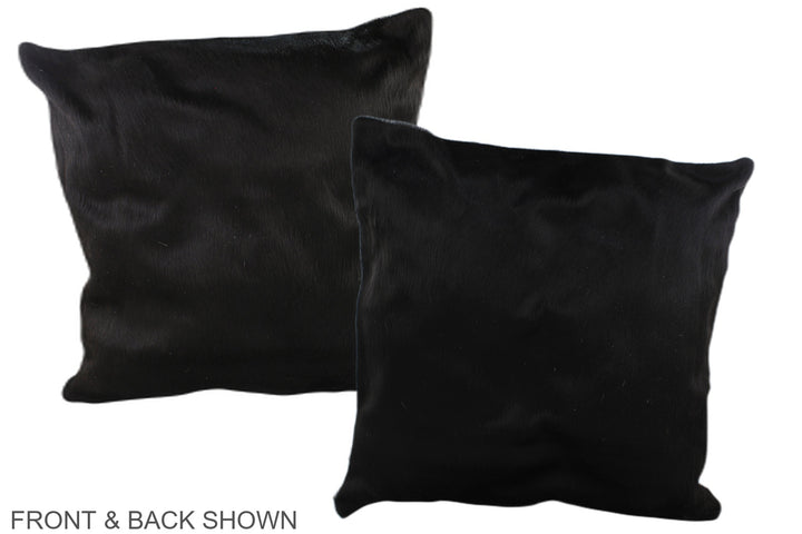 Solid Black 20"x20" Brazilian Cowhide Pillow #A37444 by Hudson Hides