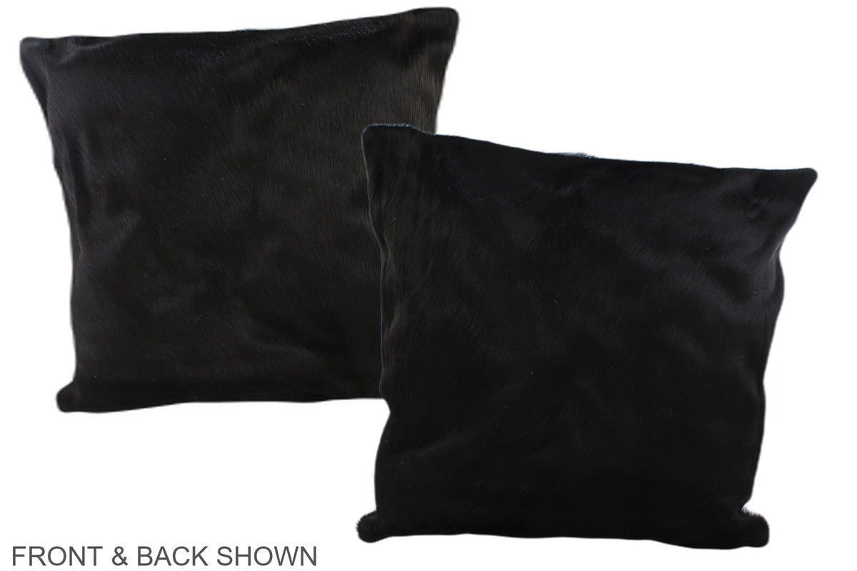 Solid Black Cowhide Pillow #A37447
