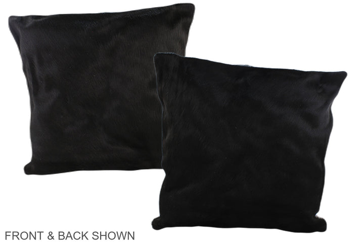 Solid Black 20"x20" Brazilian Cowhide Pillow #A37447 by Hudson Hides