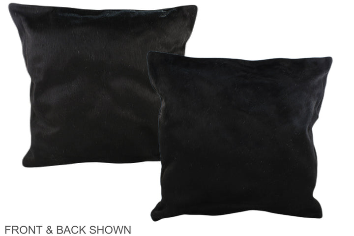Solid Black 20"x20" Brazilian Cowhide Pillow #A37451 by Hudson Hides