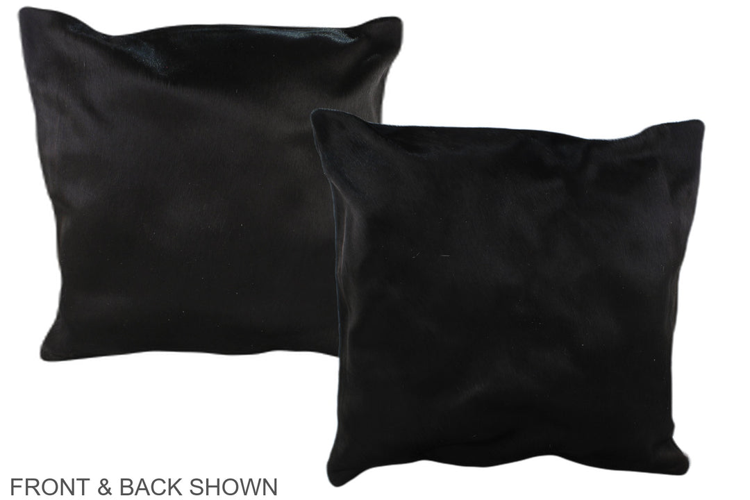 Solid Black 20"x20" Brazilian Cowhide Pillow #A37455 by Hudson Hides
