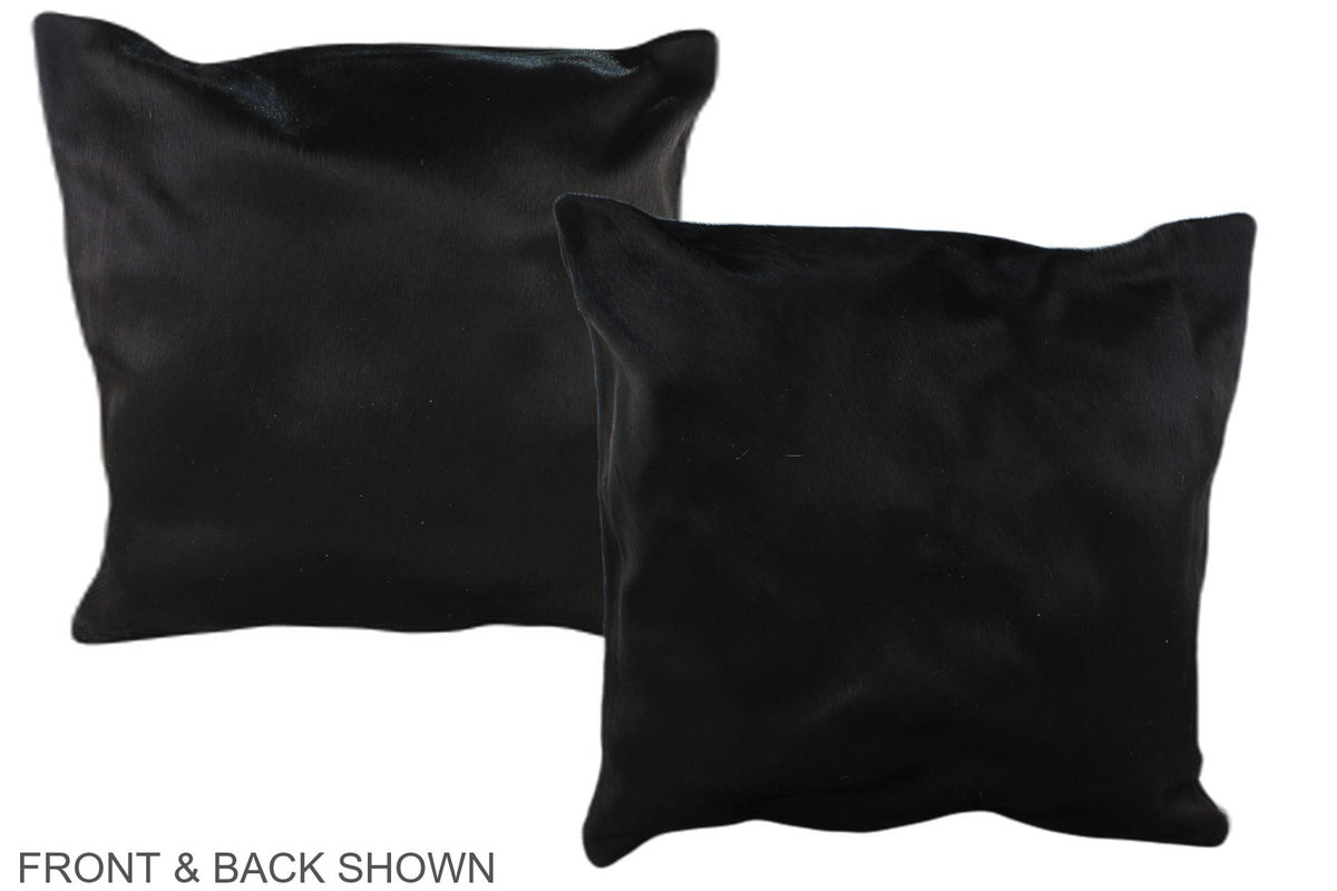 Solid Black Cowhide Pillow #A37455