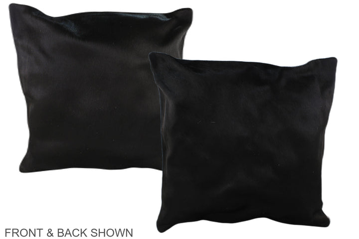 Solid Black 20"x20" Brazilian Cowhide Pillow #A37455 by Hudson Hides
