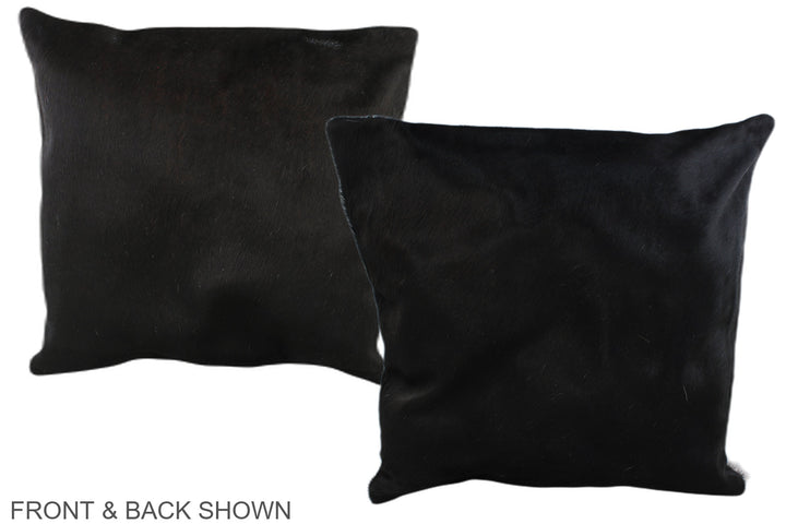 Solid Black 20"x20" Brazilian Cowhide Pillow #A37461 by Hudson Hides