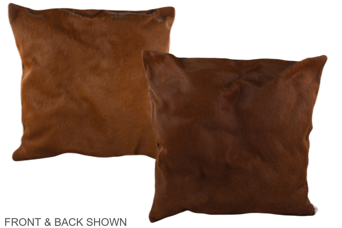 Solid Brown Cowhide Pillow #A37462
