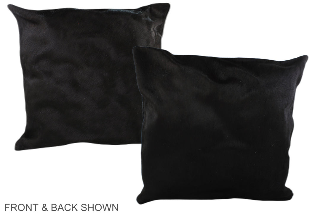 Solid Black 20"x20" Brazilian Cowhide Pillow #A37463 by Hudson Hides