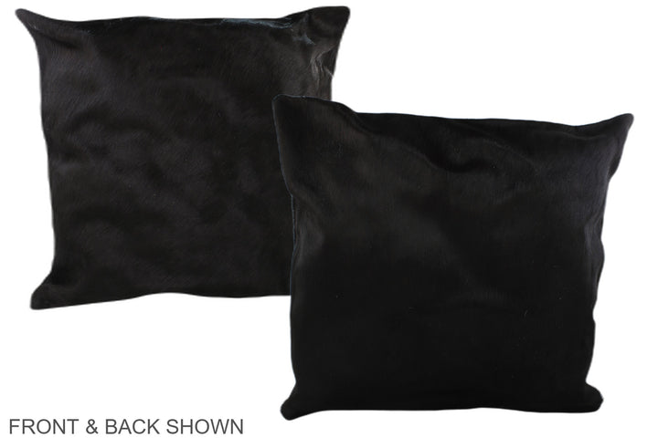 Solid Black 20"x20" Brazilian Cowhide Pillow #A37463 by Hudson Hides