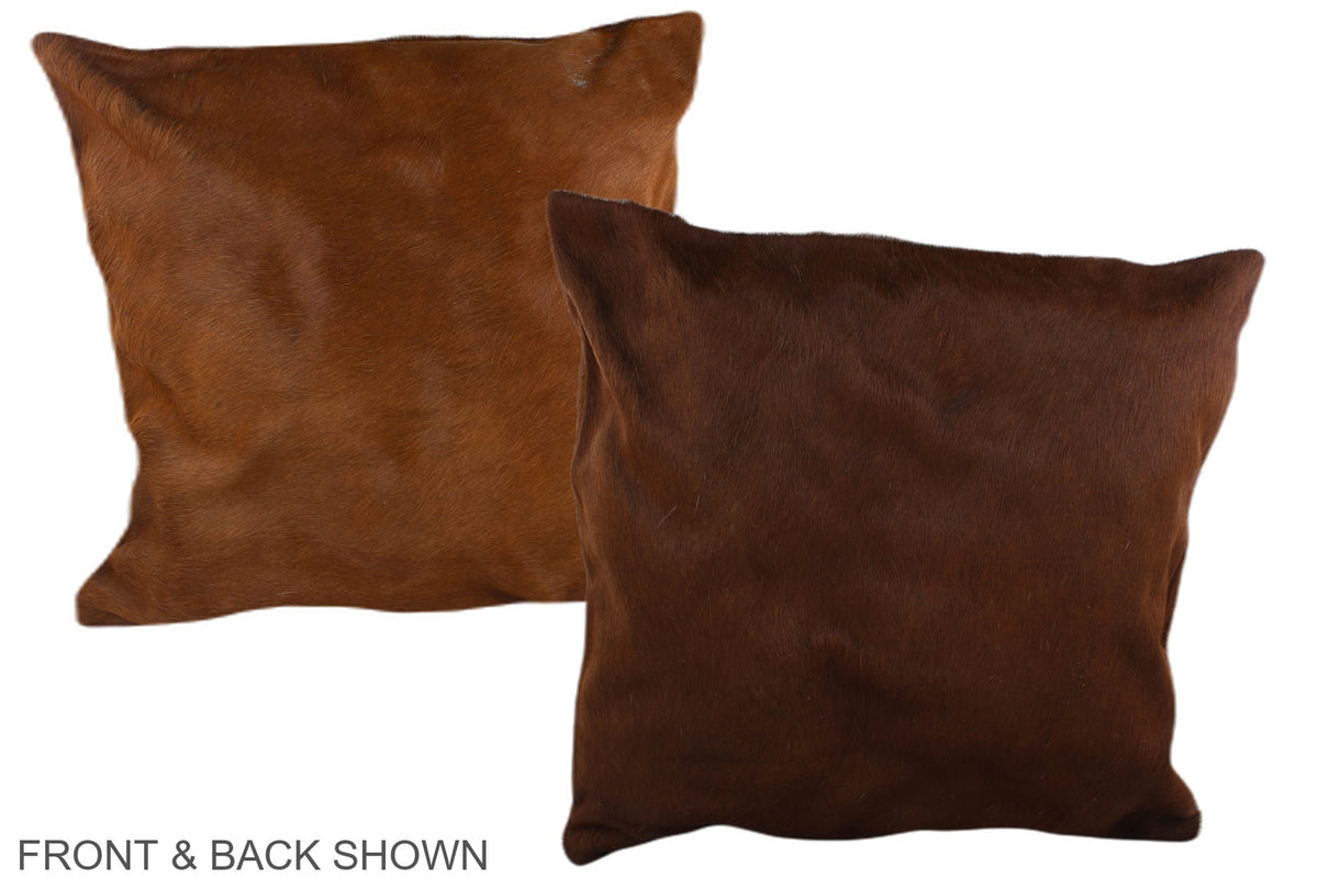 Solid Brown Cowhide Pillow #A37468